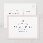 Elegant Roos goud floral minimalist save the date Aankondigingskaart (Voorkant / Achterkant)