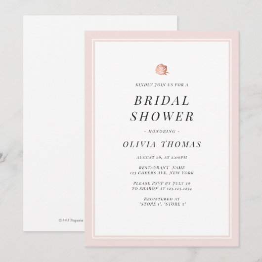 Elegant Roos goud floral minimalist vrijgezellenfe Kaart (Voorkant / Achterkant)