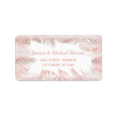 Elegant roos goud folie tropische bladeren romanti etiket (Voorkant)