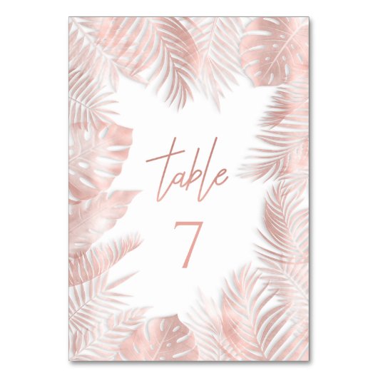 Elegant roos goud folie tropische bladeren romanti kaart (Voorkant)