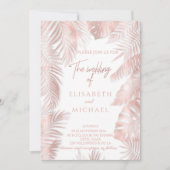 Elegant roos goud folie tropische bladeren romanti kaart (Voorkant)