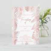 Elegant roos goud folie tropische bladeren romanti kaart (Staand voorkant)