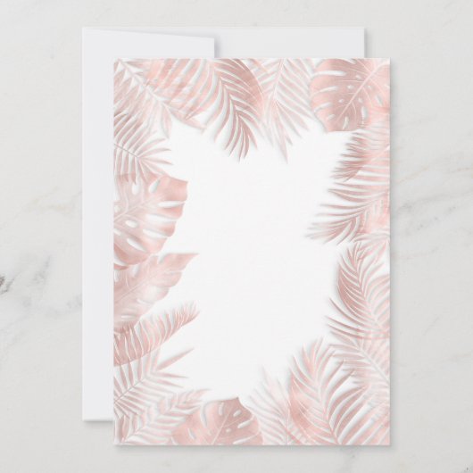 Elegant roos goud folie tropische bladeren romanti kaart (Achterkant)