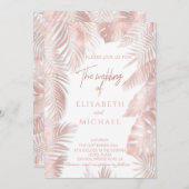 Elegant roos goud folie tropische bladeren romanti kaart (Voorkant / Achterkant)