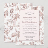 Elegant Roos Goud Frans Toile Bloemen Huwelijk Kaart (Voorkant / Achterkant)