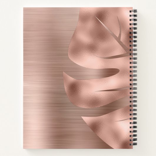 Elegant Roos Goud Geborsteld Metaal Monogram Notitieboek (Achterkant)