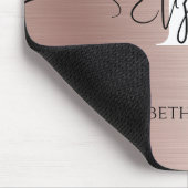 Elegant Roos Goud Geborsteld Metaal Wit Monogram Muismat (Hoek)