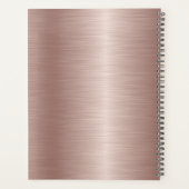 Elegant Roos Goud Geborsteld Metaal Wit Monogram Planner (Achterkant)