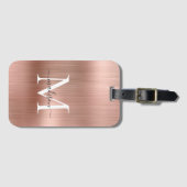 Elegant Roos Goud Geborsteld Metalen Script Monogr Bagagelabel (Voorkant (horizontaal))