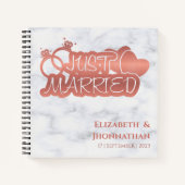 Elegant Roos Goud Gewoon Getrouwd Trouwmarmer Notitieboek (Voorkant)