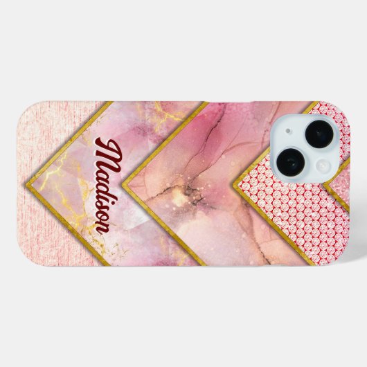 Elegant roos goud girly geometrisch Case-Mate iPhone case (Achterkant (horizontaal))