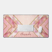 Elegant roos goud girly geometrisch schetsboek bureaumat (Keyboard & Muis)