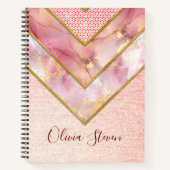 Elegant roos goud girly geometrisch schetsboek notitieboek (Voorkant)