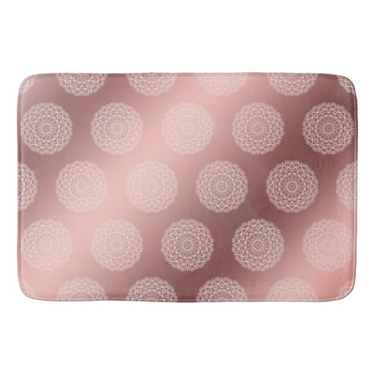Elegant Roos Goud Girly Mandala Patroon Badmat (Voorkant)