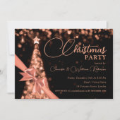 Elegant Roos Goud Glinsterende Kerstboom Vakantie Kaart (Voorkant)