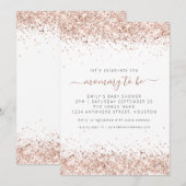Elegant Roos Goud Glitter Baby shower Kaart (Voorkant / Achterkant)