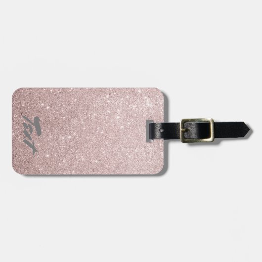 elegant roos goud glitter bagagelabel (Voorkant horizontaal)