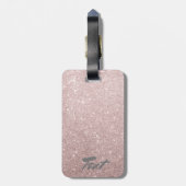 elegant roos goud glitter bagagelabel (Achterkant verticaal)