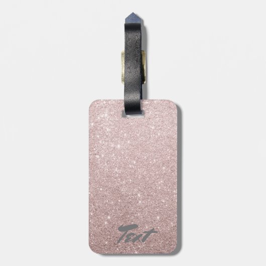 elegant roos goud glitter bagagelabel (Achterkant verticaal)