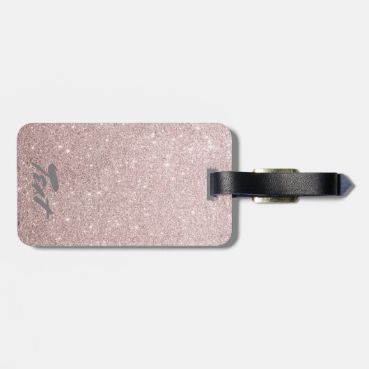 elegant roos goud glitter bagagelabel (Achterkant horizontaal)