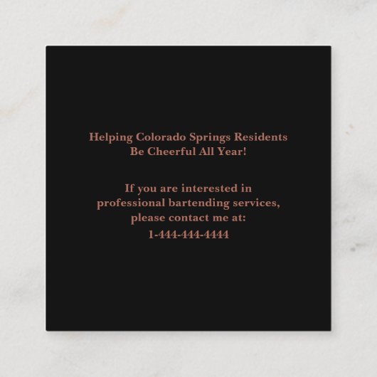 Elegant Roos Goud Glitter Bartender Visitekaartje (Achterkant)