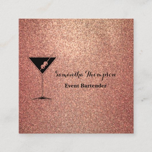 Elegant Roos Goud Glitter Bartender Visitekaartje (Voorkant)