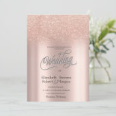 Elegant Roos Goud Glitter Bokeh Bruiloft Kaart (Staand voorkant)