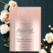 Elegant Roos Goud Glitter Bokeh Bruiloft Kaart