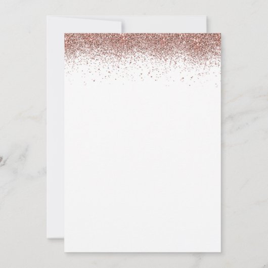 Elegant Roos Goud Glitter Border Bruiloft Wit Kaart (Achterkant)