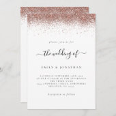 Elegant Roos Goud Glitter Border Bruiloft Wit Kaart (Voorkant / Achterkant)