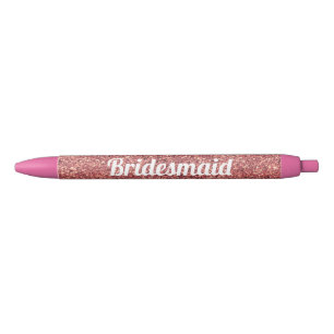 elegant roos goud glitter bridesmaid blauwe inkt pen
