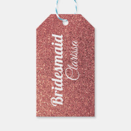 elegant roos goud glitter bridesmaid cadeaulabel