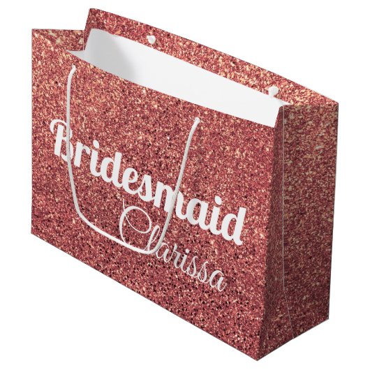 elegant roos goud glitter bridesmaid groot cadeauzakje (Voorkant Gekanteld)