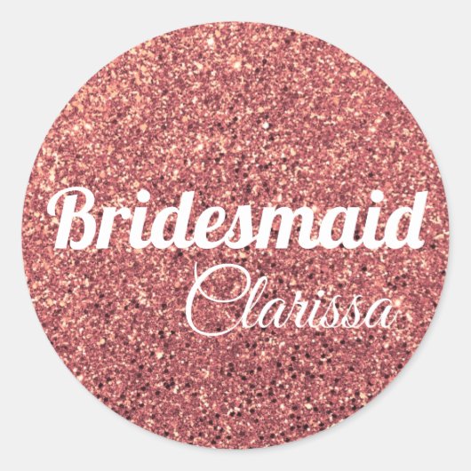 elegant roos goud glitter bridesmaid ronde sticker (Voorkant)