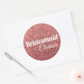 elegant roos goud glitter bridesmaid ronde sticker (Envelop)