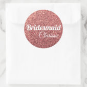 elegant roos goud glitter bridesmaid ronde sticker (Tas)