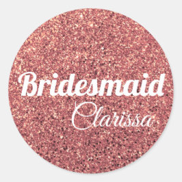 elegant roos goud glitter bridesmaid ronde sticker