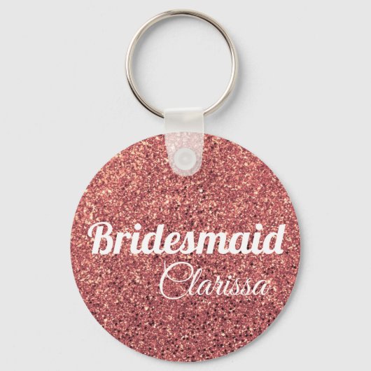 elegant roos goud glitter bridesmaid sleutelhanger (Voorkant)