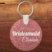 elegant roos goud glitter bridesmaid sleutelhanger (Voorkant)
