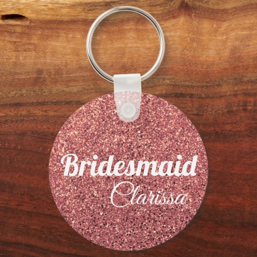 elegant roos goud glitter bridesmaid sleutelhanger (Voorkant)