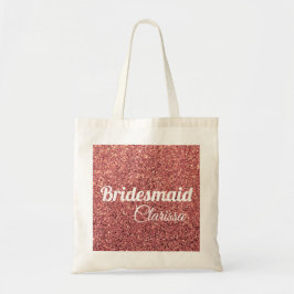 elegant roos goud glitter bridesmaid tote bag