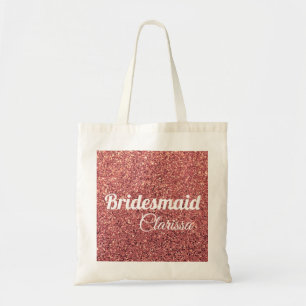elegant roos goud glitter bridesmaid tote bag