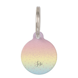 Elegant roos goud glitter confetti stippen gradië huisdierpenning