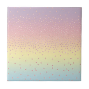 Elegant roos goud glitter confetti stippen gradië tegeltje