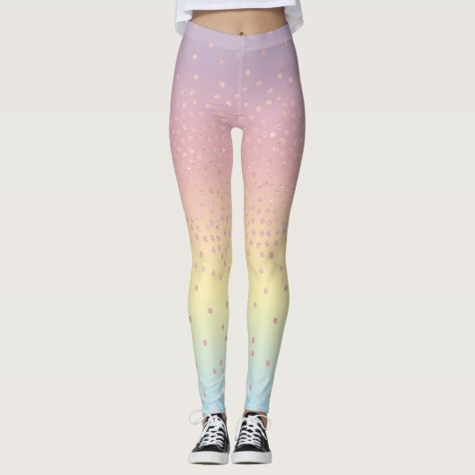 Elegant roos goud glitter confetti stippen gradiën leggings (Voorkant)