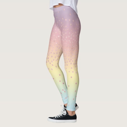 Elegant roos goud glitter confetti stippen gradiën leggings (Links)