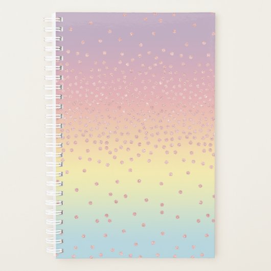 Elegant roos goud glitter confetti stippen gradiën planner (Voorkant)