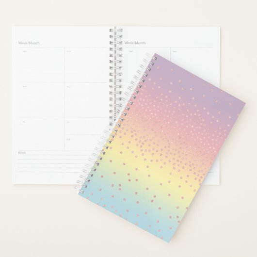 Elegant roos goud glitter confetti stippen gradiën planner (Display)