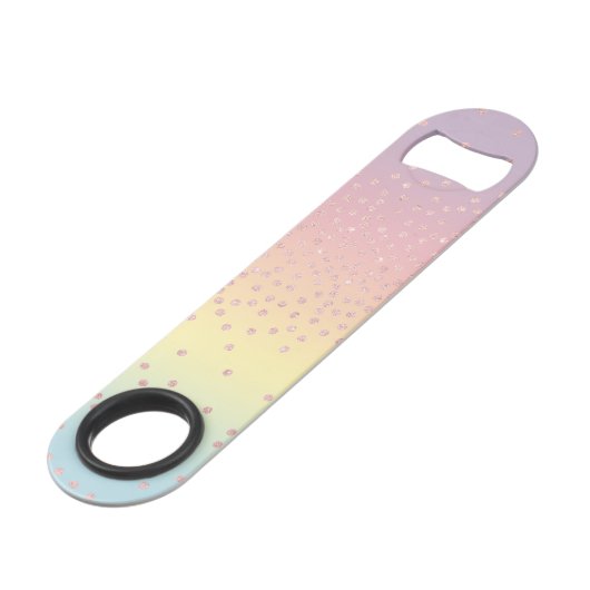 Elegant roos goud glitter confetti stippen gradiën speed flessenopener (Achterkant Gekanteld)
