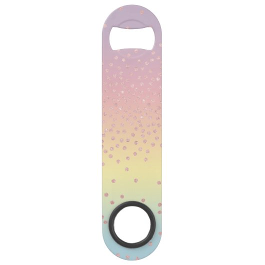 Elegant roos goud glitter confetti stippen gradiën speed flessenopener (Voorkant)